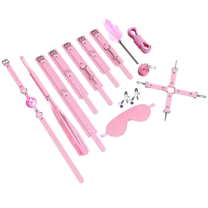 SM Leather Bondage Gear Sets Adult Handcuffs Bondage Belt BDSM Restraints Kit Sex Toys for Men and Women