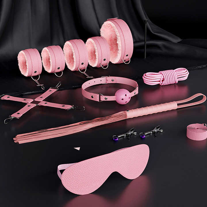 BDSM Bondage Gear Sets Women Men Leather Restraints Kit Handcuffs Sex Toys Juguetes Sexuales Includes Mask Whip Collar Paddle