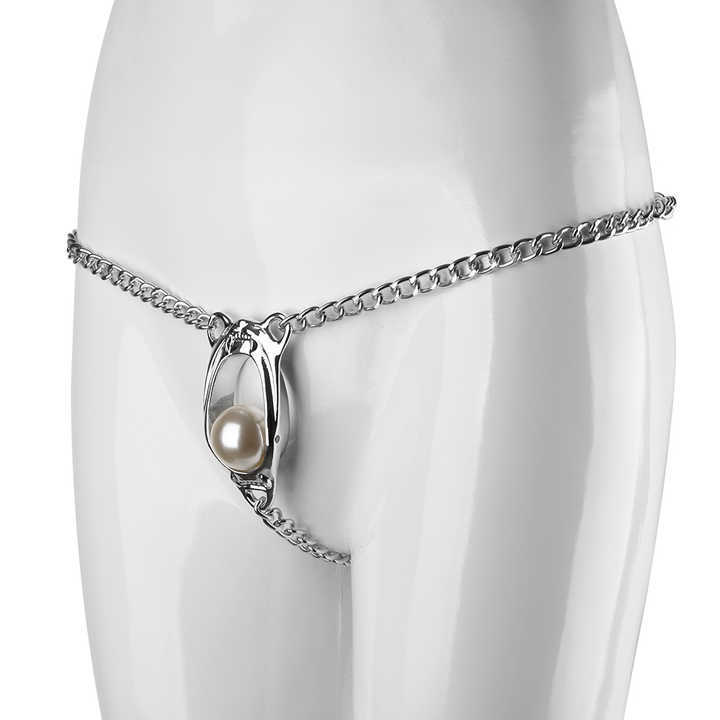 Pear Design Long Chain Zinc Alloy Free Chastity Lock Penis Lock Chastity Cage Sex Toy for Women Bondage Gear