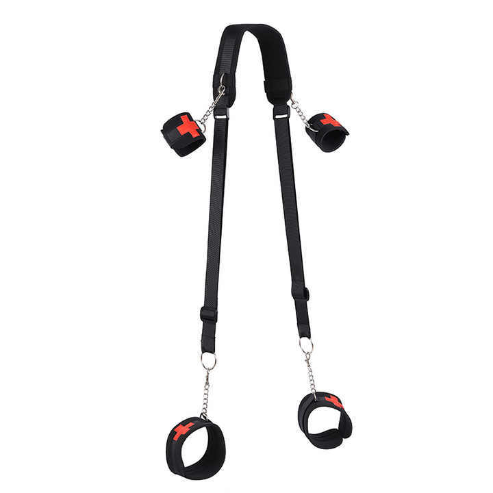 Lovely Nurse Sex Toy for Women Pink Leather Handcuff with Footcuffs Black Bondage Gear BDSM Type Sexy Juguetes Sexuales