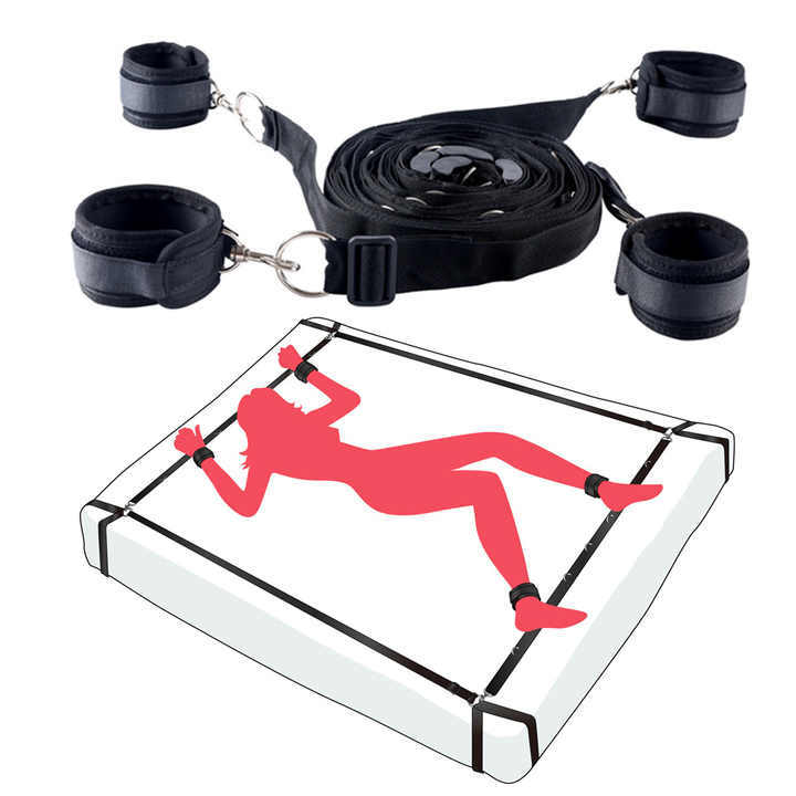 Black Variety Bondage Gear Bed Restraint & Fetish Chastity Belt Adult Sex Toys Kit Juguetes Sexuales Adultos