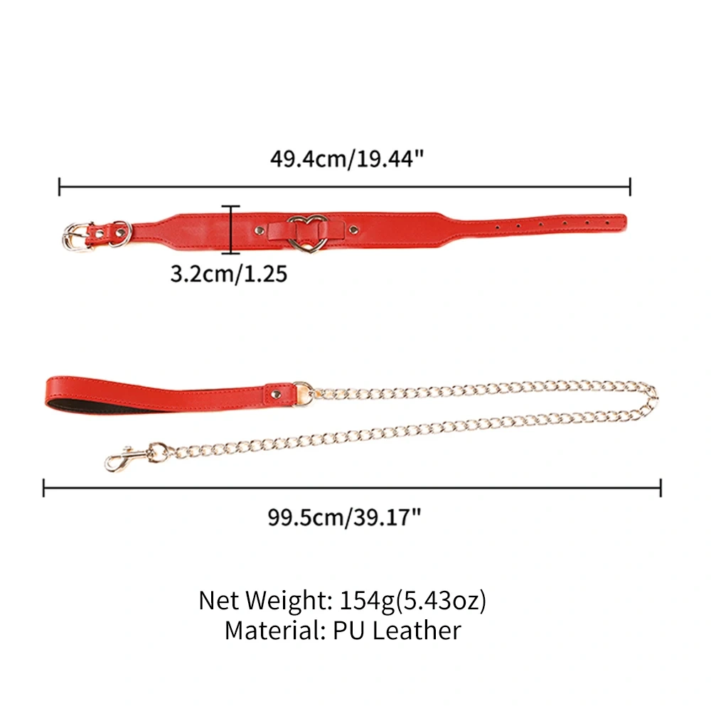 PU Leather Heart Collar Harness Red Black Sex Toys BDSM Bondage Kits for Women Juguetes Sexuales