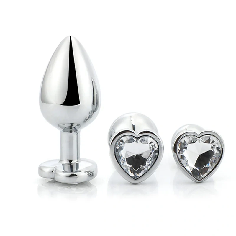 Fun Metal Heart Base Anal Plug S-Size Heart Jewel Butt Plug Adult Sex Toys for Women and Men Juguetes Sexuales