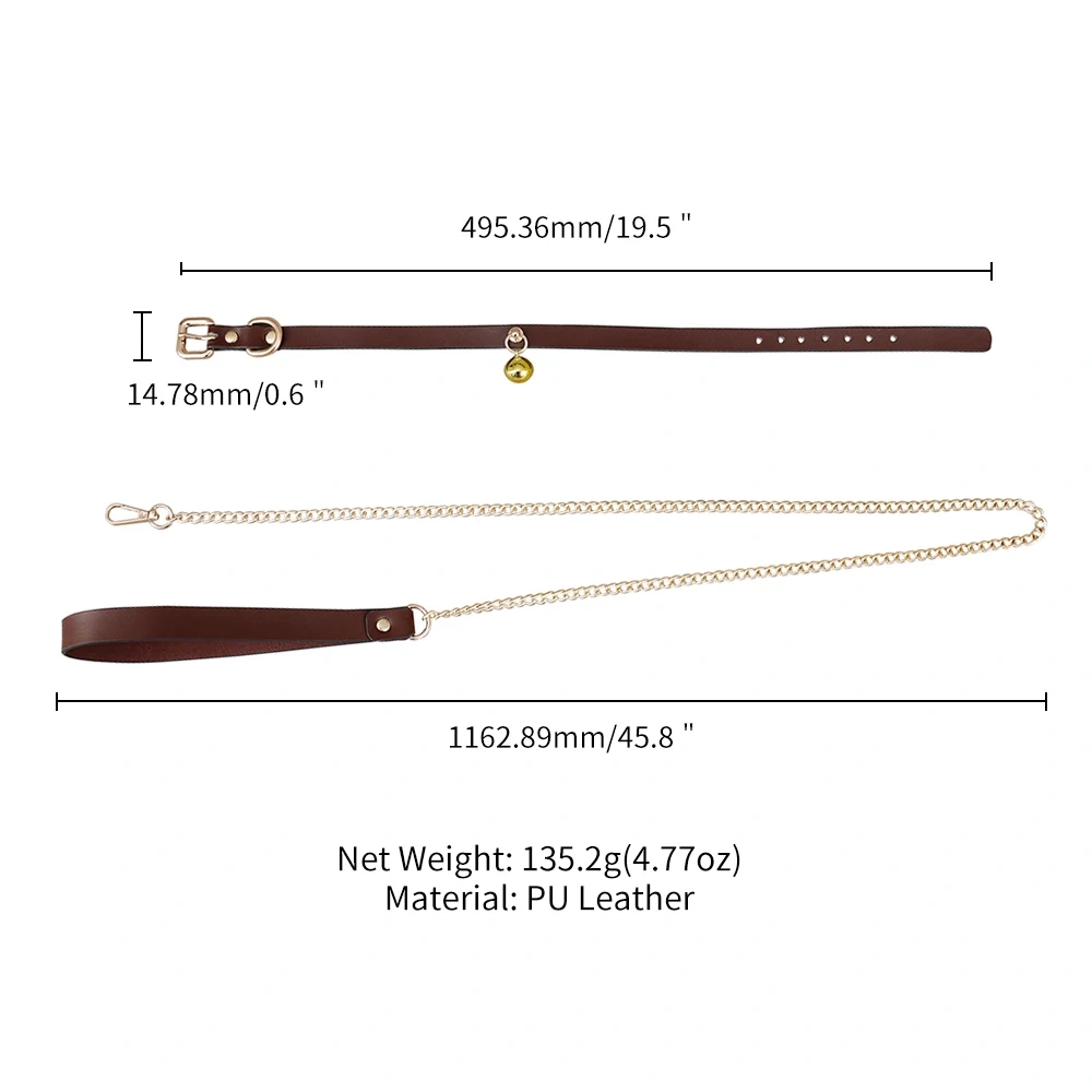 Small Bell Color Collar and Chain Leash Kit Bondage Gear Harness for Women PU Leather Sex Toys Juguetes Sexuales BDSM