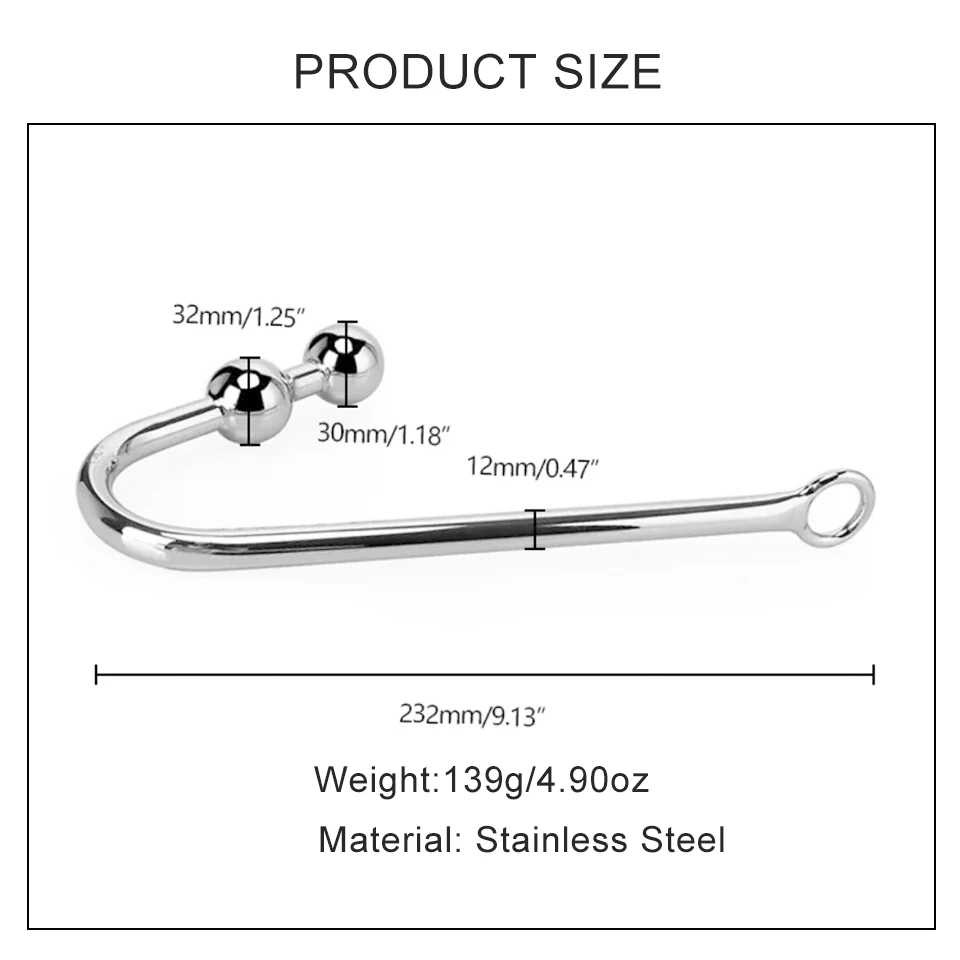 Women's Adult Sex Toys Metal Anal Hook with Two Balls for Bondage Gear and Butt Plug Play Juguetes Sexuales Anal