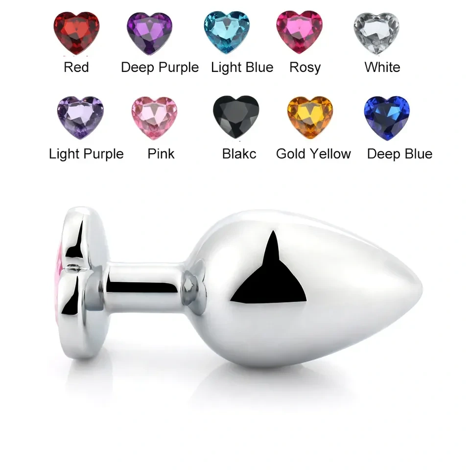 Fun Metal Heart Base Anal Plug S-Size Heart Jewel Butt Plug Adult Sex Toys for Women and Men Juguetes Sexuales