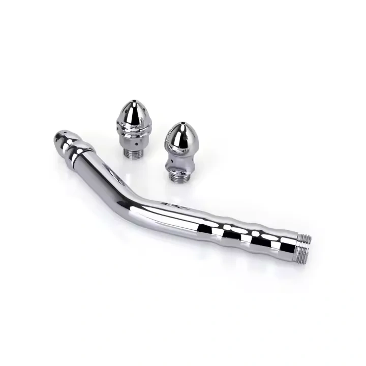 Durable Metal Enema Kit with 3 Angled Nozzles Adult Anal Douche Cleaner