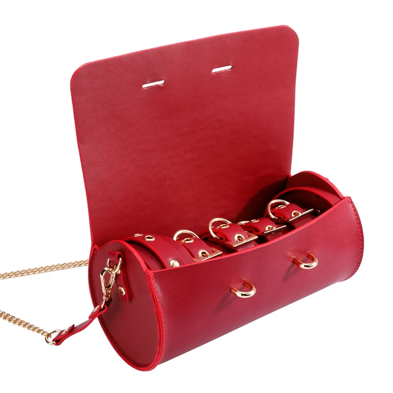 Bondage Gear Real Leather 5pcs Set Bag Handcuffs BDSM Kits Adult Sex Toys Juguetes Sexuales Reales De Cuero Juguetes Sexuales SM