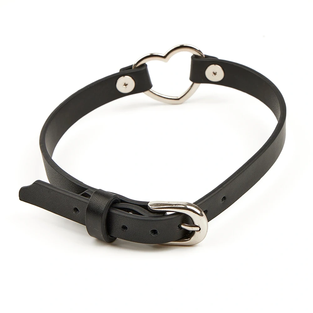 Black Heart-Shape Buckle Collar Real Leather Harness for Women BDSM and SM Sex Toys Juguetes Sexuales