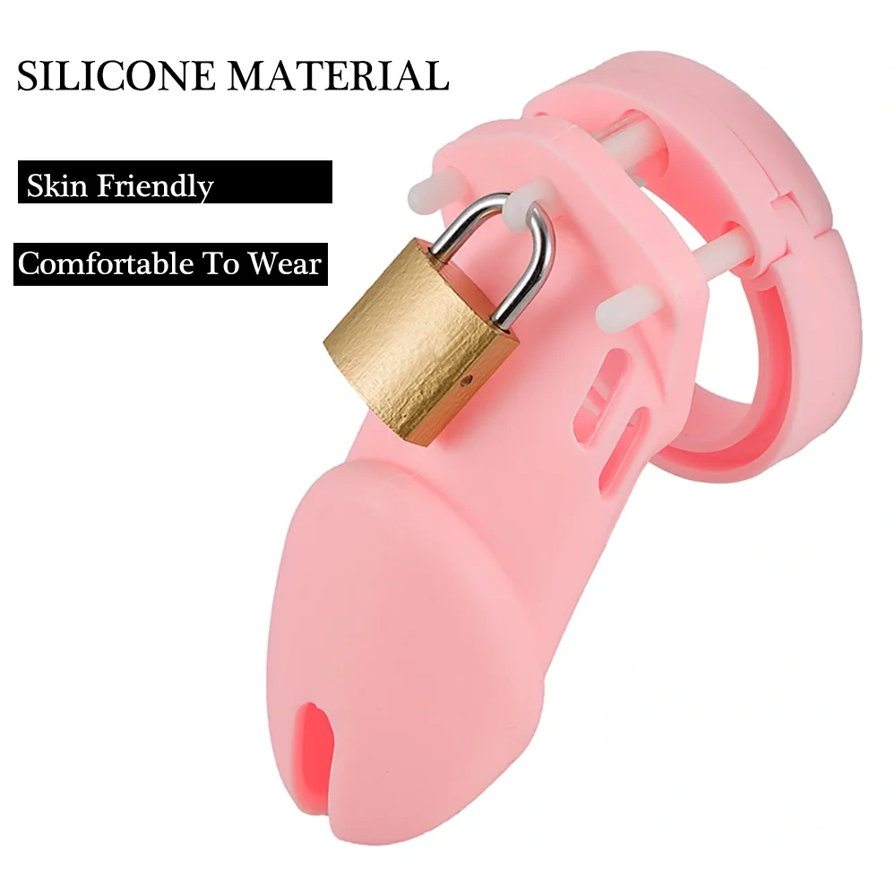 Silicone Male Chastity Device Short Long Penis Lock Cock Ring Sex Toys for Men Juguetes Sexuales Type SM