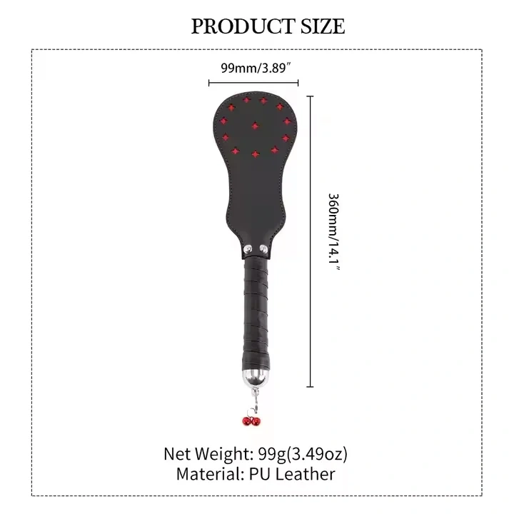 Small Red Star and Black Elliptical Paddle BDSM Kit PU Leather Whips for Spanking Sex Toys for Adults Women and Men