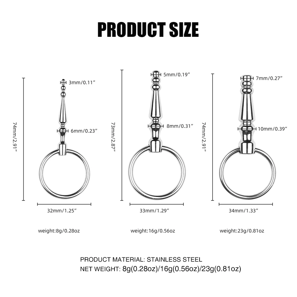 Short Urethral Sounds Penitoy with Ring for BDSM Sex Stainless Steel Pain Juguetes Sex Toys for Men Adult Usage