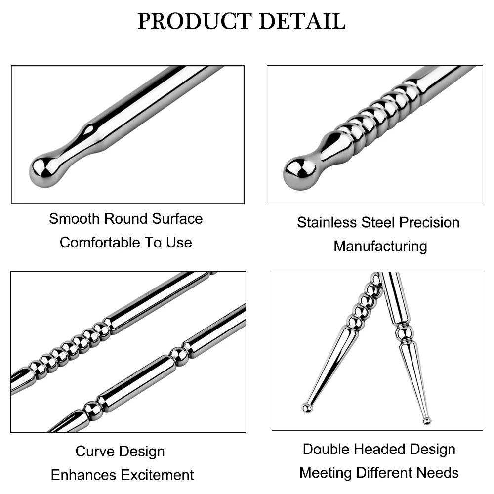 Stainless Steel Double Head Penis Plug Urethral Sounds Bdsm Sex Toys Kit for Men Bondage Gear with Juguetes Sexual