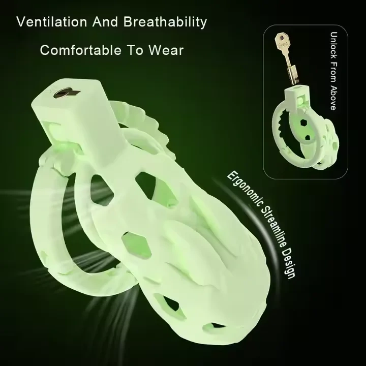 Light Green ABS Chastity Lock Bondage Gear Adjustable Size Sex Toy Chastity Cage for Men Adult Juguetes Sexuales