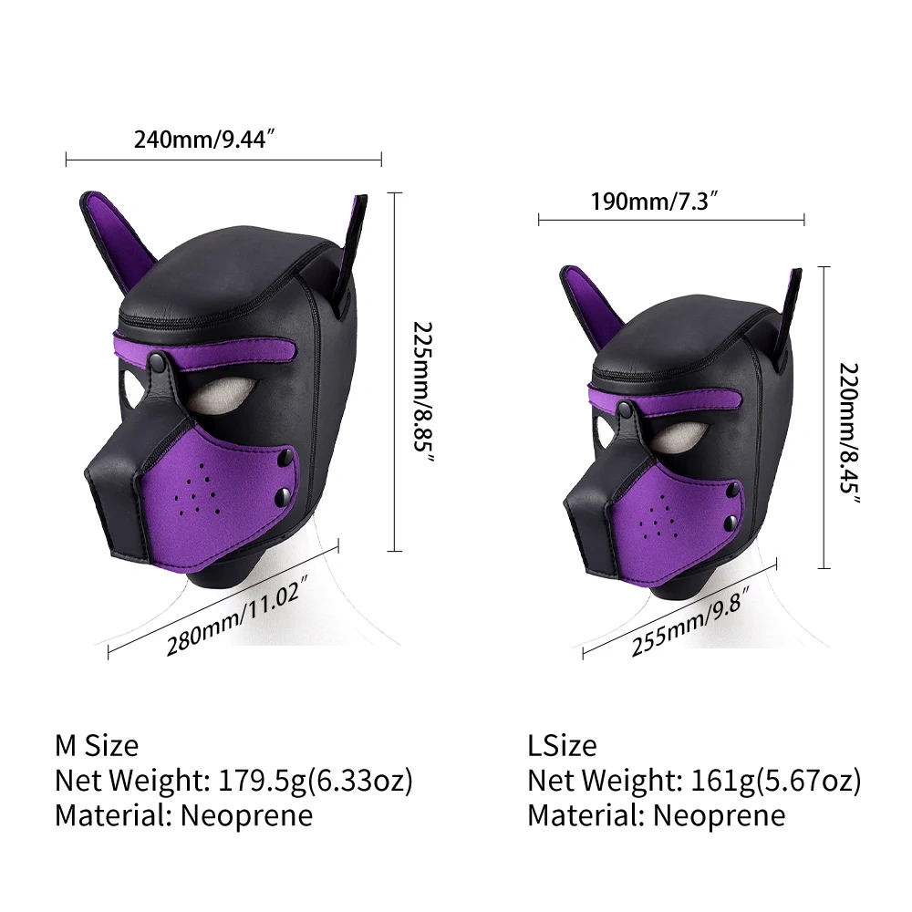 Bondage Gear Neoprene Silicone Leather Puppy Hood Full Head Role Play BDSM Kits Sex Toys for Men