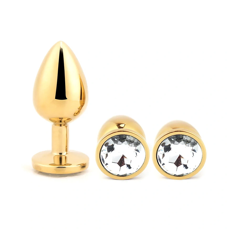 Golden Jewel Anal Plug Aluminum Alloy Sex Toy for Men and Women Used in Sex Games Butt Plug