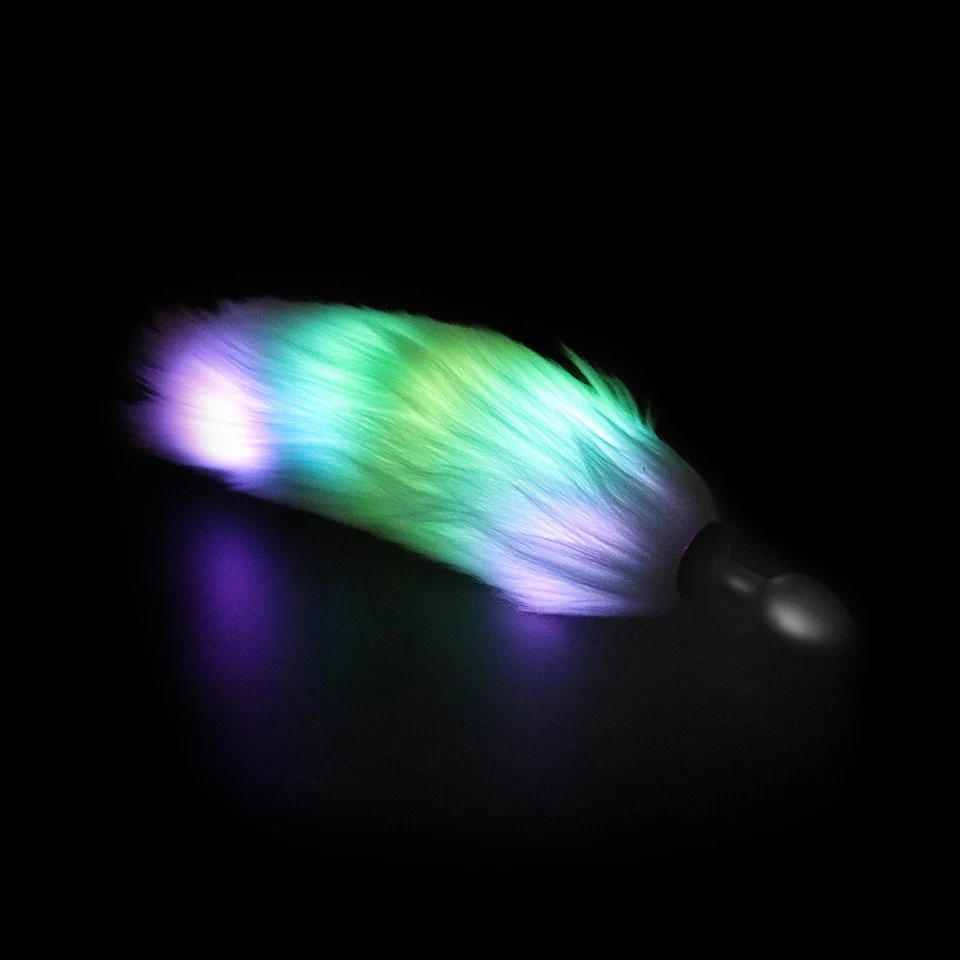 Silicone Butt Plug Anal Massager Long Fox Tail Cosplay Sex Toys for Women Color Let Light Juguetes Sexuales