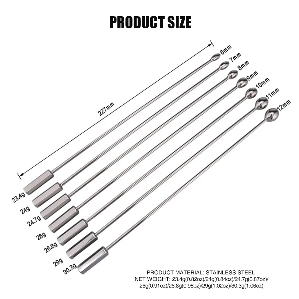 Long Sounding Urethral Stainless Steel Penile Toys BDSM Urethral Sounds Set Bondage Gear Sex Toys for Men