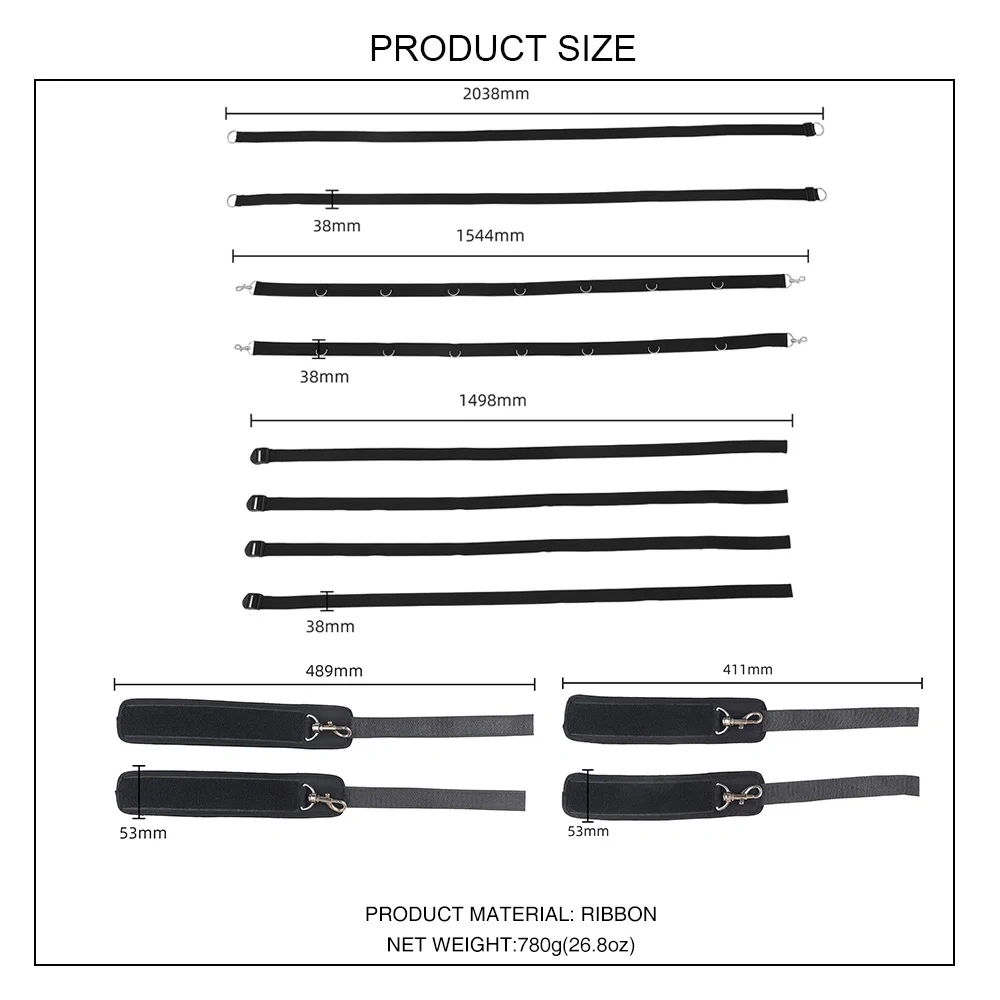 Black Variety Bondage Gear Bed Restraint & Fetish Chastity Belt Adult Sex Toys Kit Juguetes Sexuales Adultos