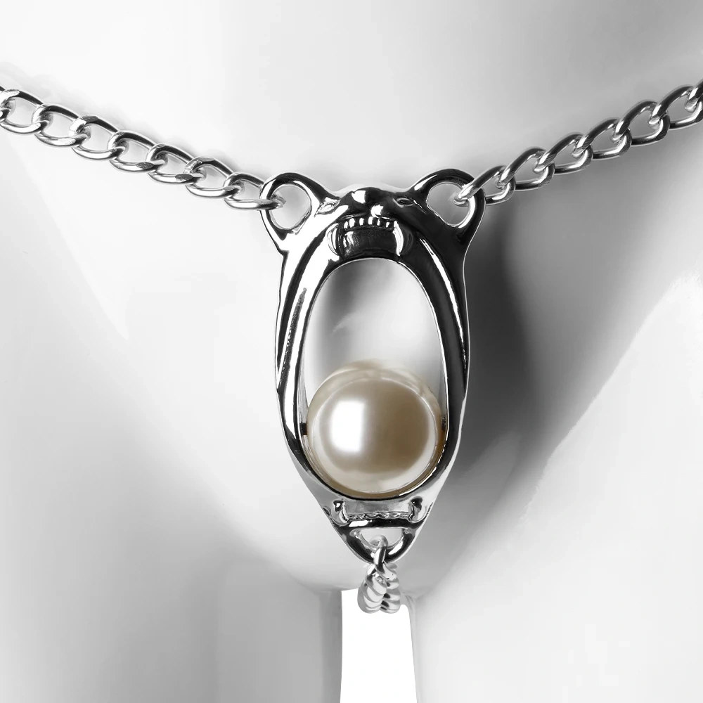 Pear Design Long Chain Zinc Alloy Free Chastity Lock Penis Lock Chastity Cage Sex Toy for Women Bondage Gear