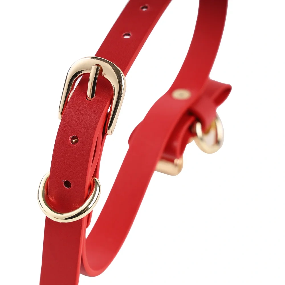 PU Leather Fetish Slave Sex Toys for Couples Bow Neck BDSM Bondage Tie Belt Chain for Women's SM Collar and Harness
