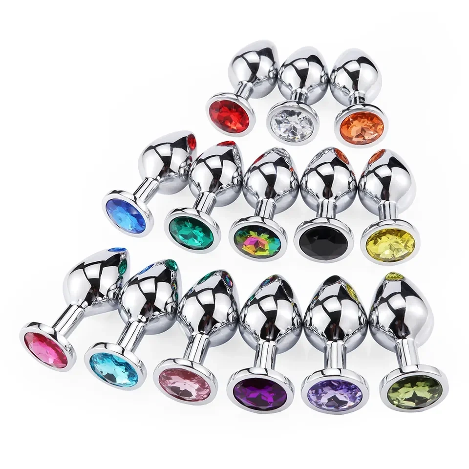 Jewel Metal Anal Sex Toy Butt Plug and Vibrator with Lubricant for Women and Men Penis Plug Sexual Toys for Couples