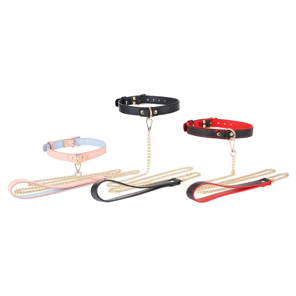 Bondage Gear 3-Color Pu Leather Collar Kit Sex Toys for Women Adult SM Products
