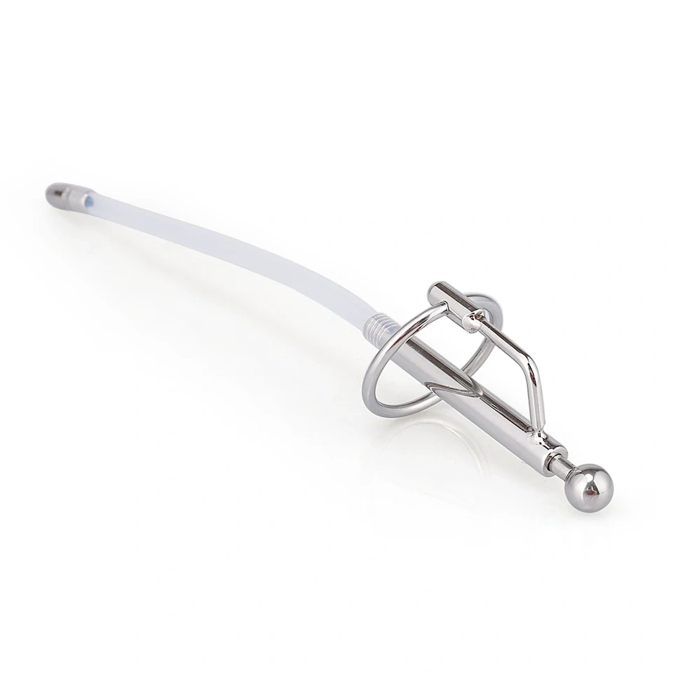 Stainless Steel PE Hollow Penis Plug Urethral Sound Sex Toys with Glans Ring for Men BDSM Type