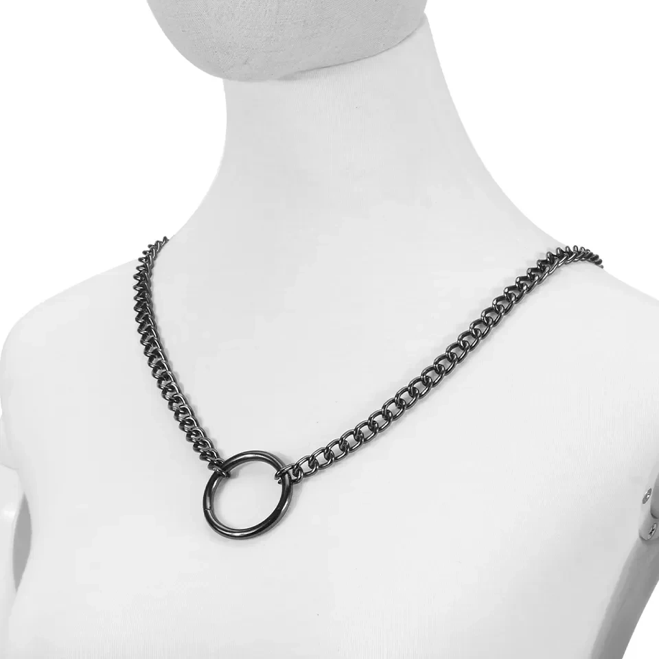 Bondage Gear Adult Sex Toys Kit Grey Metal Chain Collar with Leash Harness BDSM Features for SM Relationships