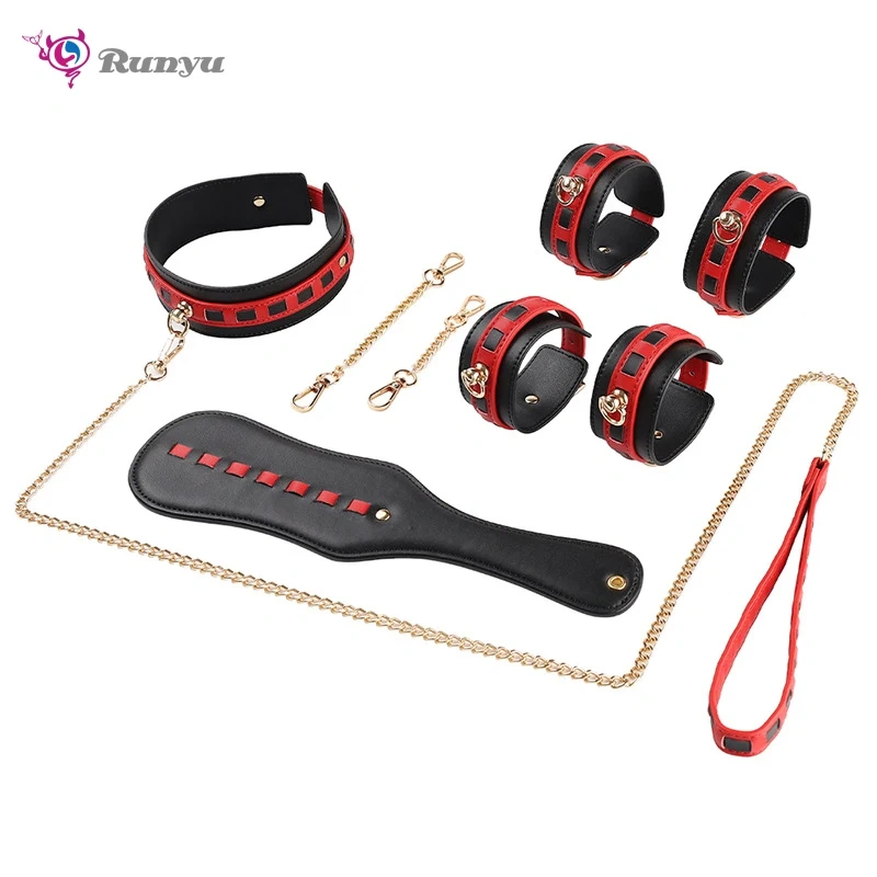 Double-Color Leather Bondage Set for Women BDSM Bondage Restraints Kit with Collar Adult Sex Products and Sex Toys