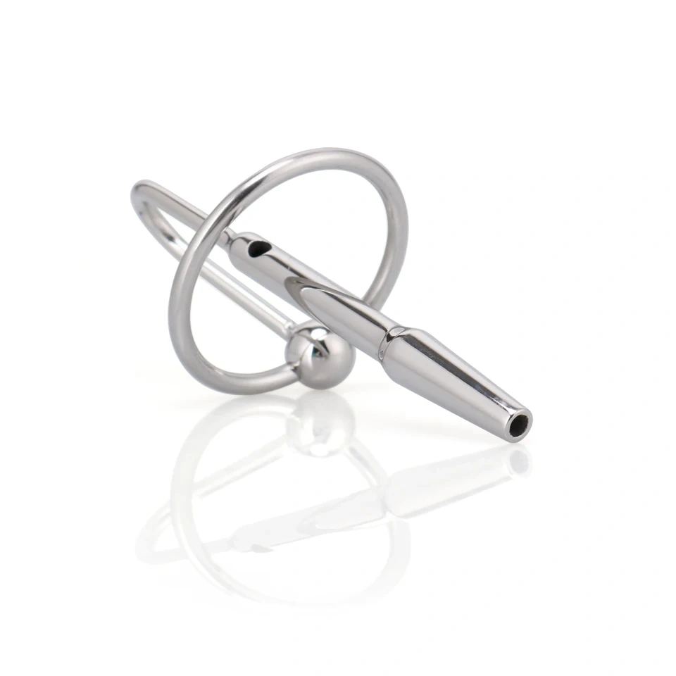 Short Urethral Stainless Steel Penis Plug with Ring BDSM Sex Toys Pain Sounding Kit Bondage Gear for Men