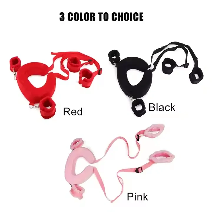 Women's Black Red Pink Leather Bondage Gear Handcuffs and Ankle Cuffs BDSM Whips Adult Sex Toys Kits 'Juguetes Sexuales'