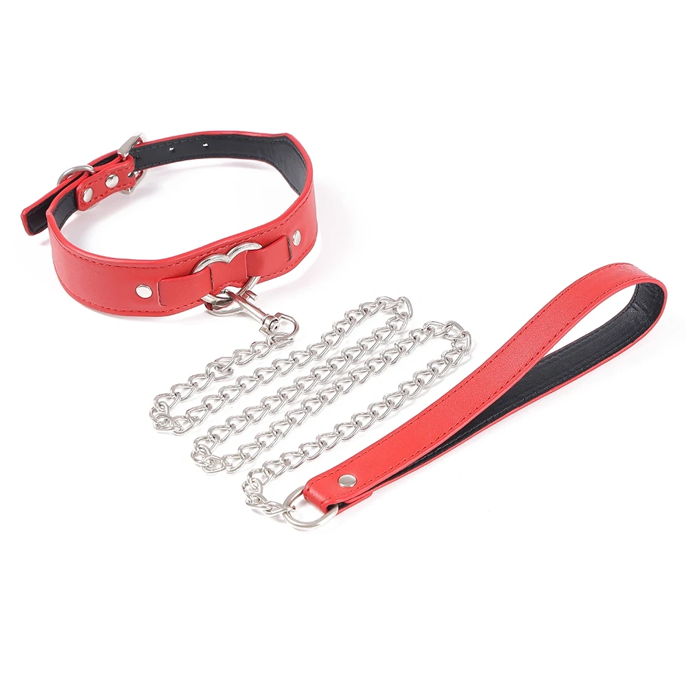 PU Leather Heart Collar Harness Red Black Sex Toys BDSM Bondage Kits for Women Juguetes Sexuales