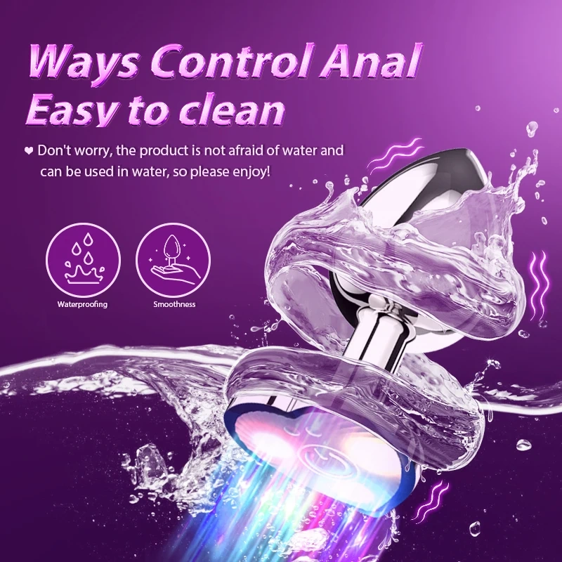 Wireless Remote Control Heart Base Butt Plug Vibrator Mobile App Sex Toys for Women & Men Metal Anal Plug Juguetes Sexuales
