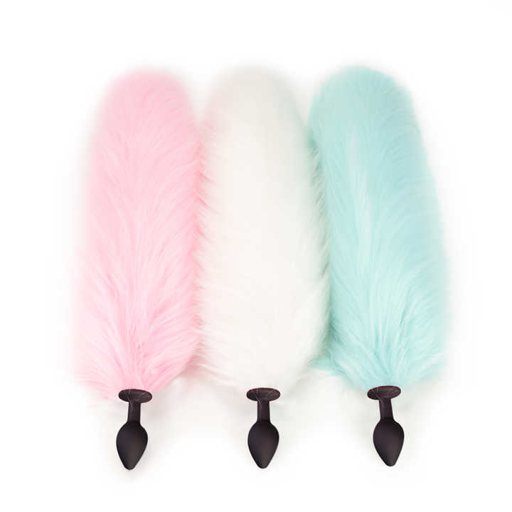 Silicone Butt Plug Anal Massager Long Fox Tail Cosplay Sex Toys for Women Color Let Light Juguetes Sexuales