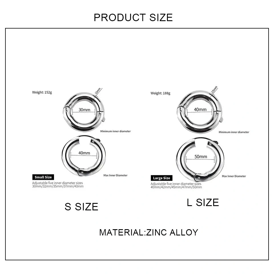 Adjustable Zine Alloy Men's Penis Ring Toy Sex Toy for Male Enhancement and Stretching