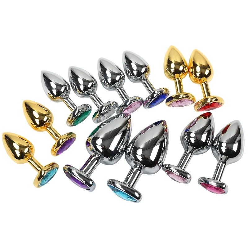 SEXBAY Latest 5 Models Gold/Silver Metal 3 Ball Anal Beads Plug Gem Anal Plug Metal Butt Plug Different Size Male/ Female