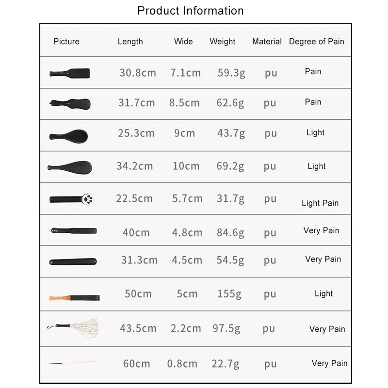 PU Leather Paddle Bondage Gear Kit with Different Sizes Wood Handle Adult Sex Toys Juguetes Sexuales