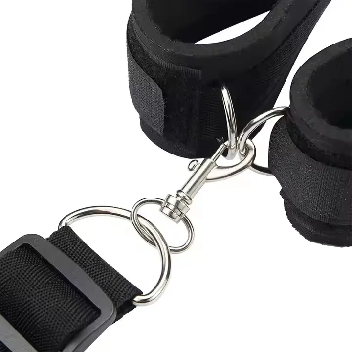 Black Ribbon Material Bondage Kit with Handcuffs and Mouth Ball Toys for Women BDSM Sex Toys