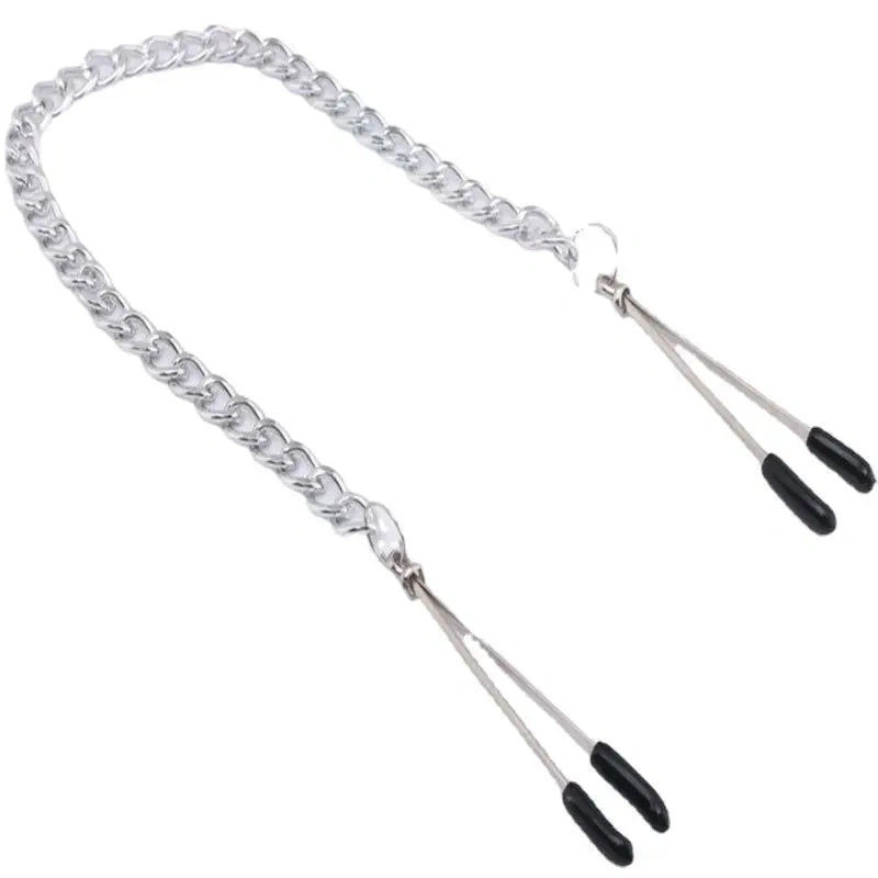 Leather Bondage Harness with Long Chain Metal Nipple Clamps Sex Toys for Women BDSM & SM Related
