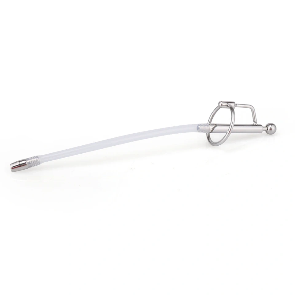 Stainless Steel PE Hollow Penis Plug Urethral Sound Sex Toys with Glans Ring for Men BDSM Type