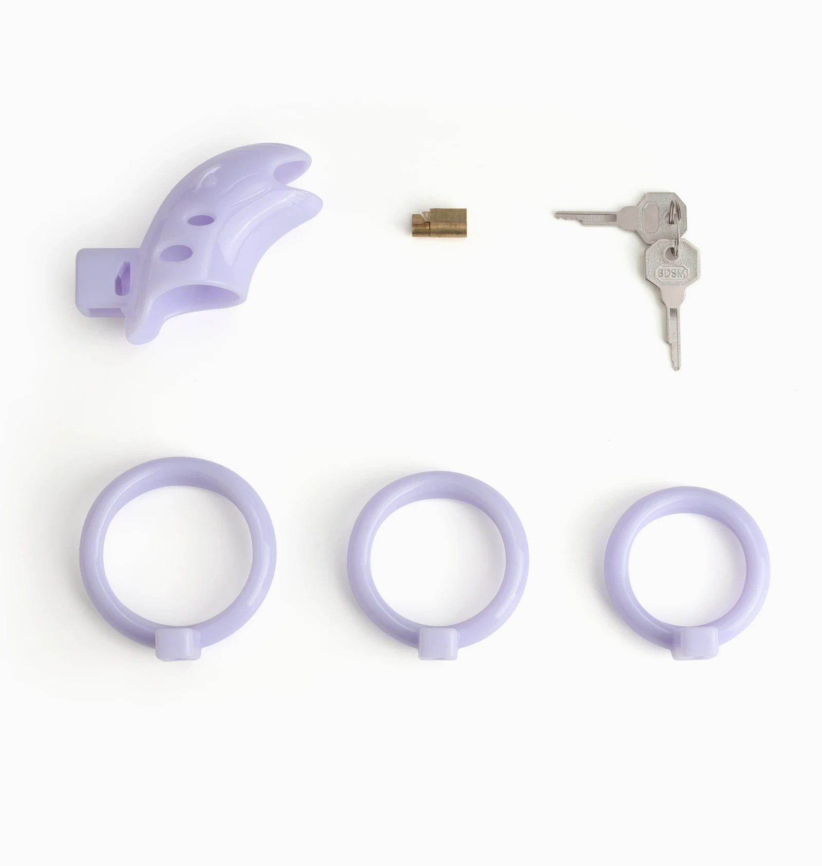 Purple Penis Lock Chastity Device 3-Ring Cock Cage with PC Material BDSM Bondage Gear for Men Sex Toys for Adult Play