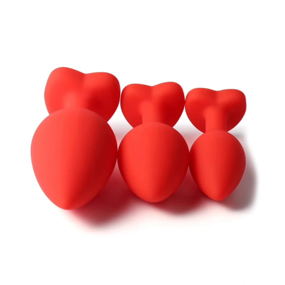 FBA-014 Red Silicone Transparent Jewel Butt Plug S M L Anal Plug Set Amazon Fulfilled Sex Toys for Women