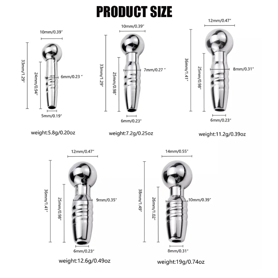 Stainless Steel Urethral Sound Penis Toys for BDSM Hollow Plug Sounding Urethral Sex Toys for Men Painful Bondage Gear