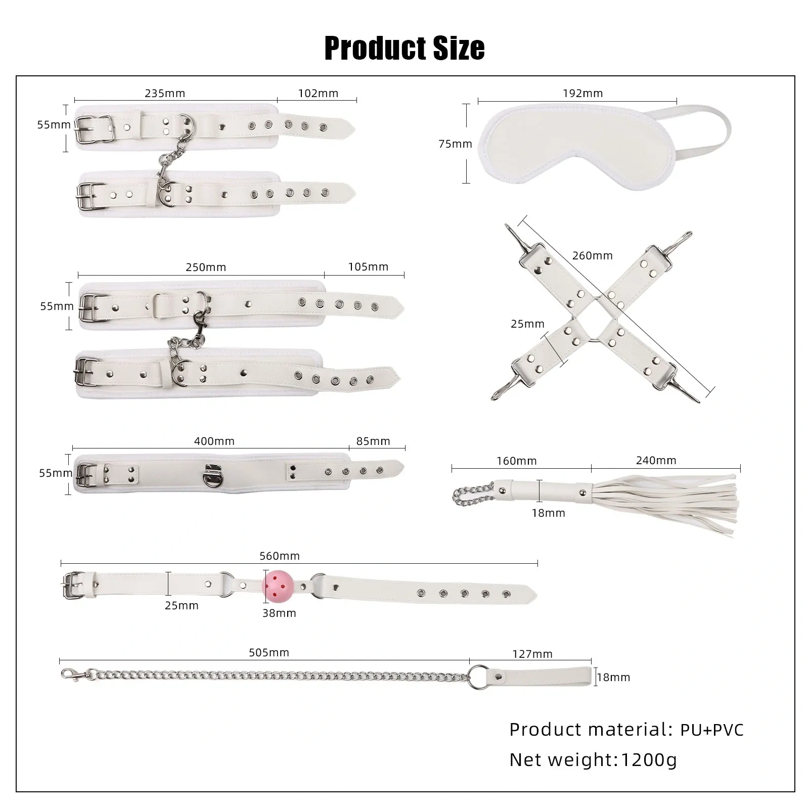 Bondage Gear 8-Piece PU Leather Sex Harness and Whip Kits Adult BDSM Bondage Restraints for Women Juguetes Sexuales