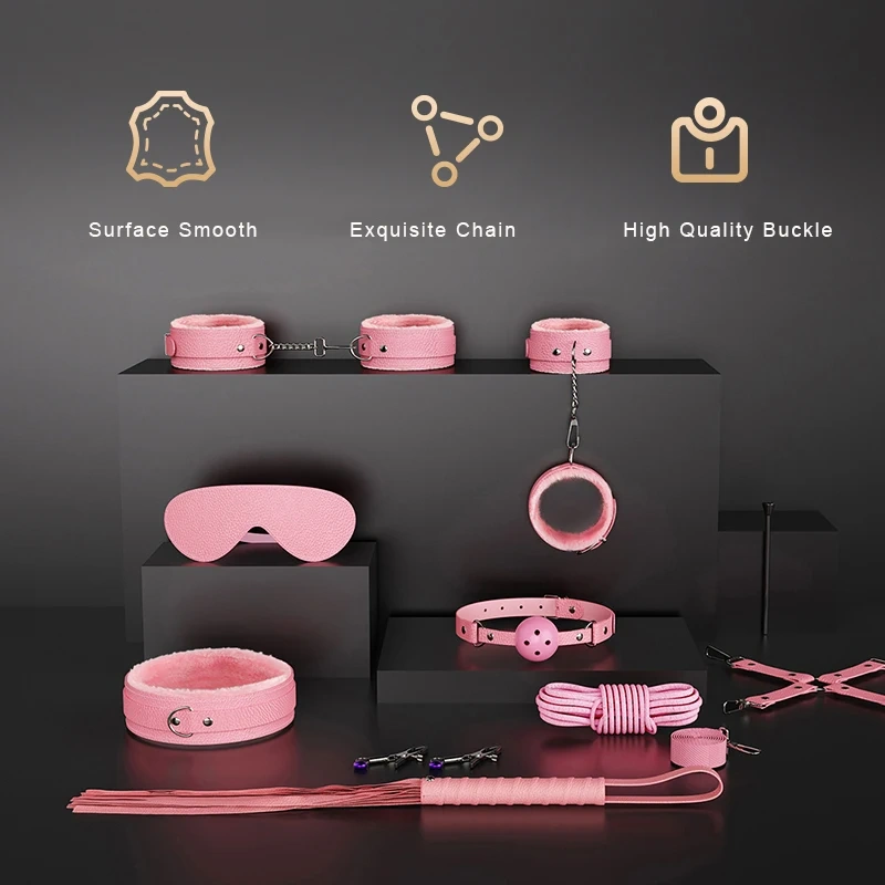 BDSM Bondage Gear Sets Women Men Leather Restraints Kit Handcuffs Sex Toys Juguetes Sexuales Includes Mask Whip Collar Paddle