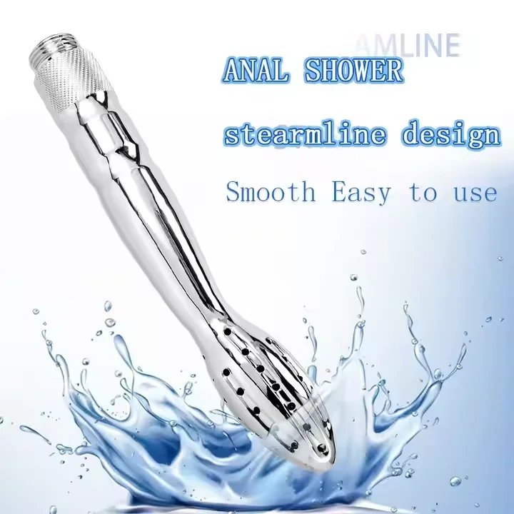 Alloy Anal Douche Vaginal Sex Toys for Women and Men Porous Water Spray Anal Shower with Metal Butt Plug Juguetes Sexuales