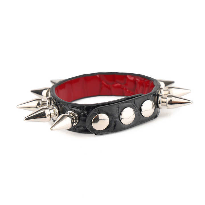 Colorful Real Leather Bondage Gear Bracelet with Metal Spikes Women's Sex Harness Kits Toys for Sexual Pleasure