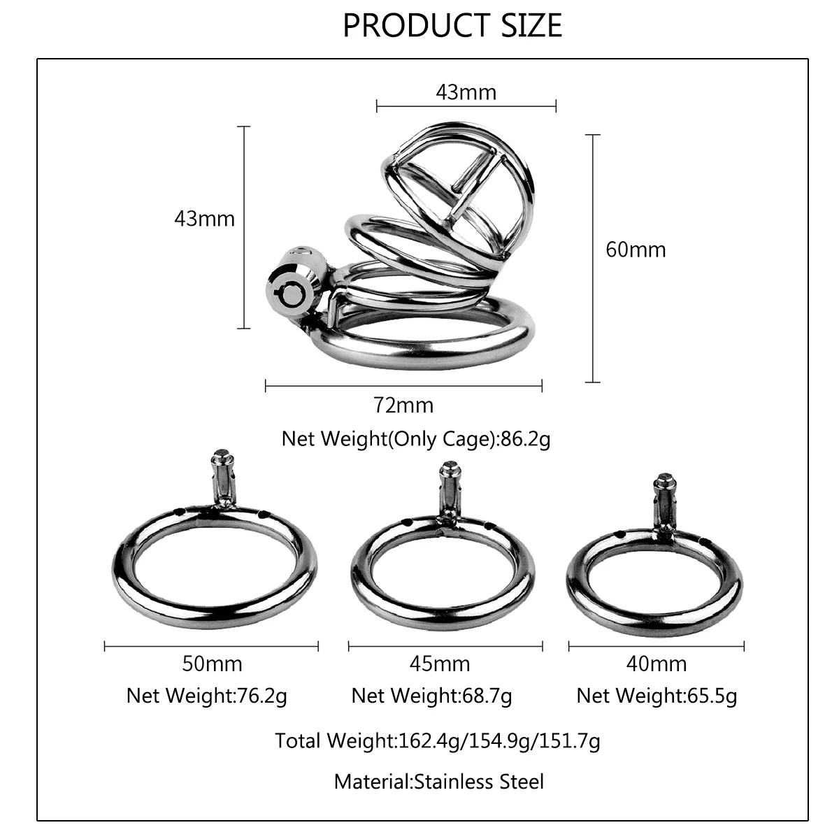 Short Stainless Steel Male Metal Chastity Device Penis Lock BDSM Cock Cage Sex Toys for Men