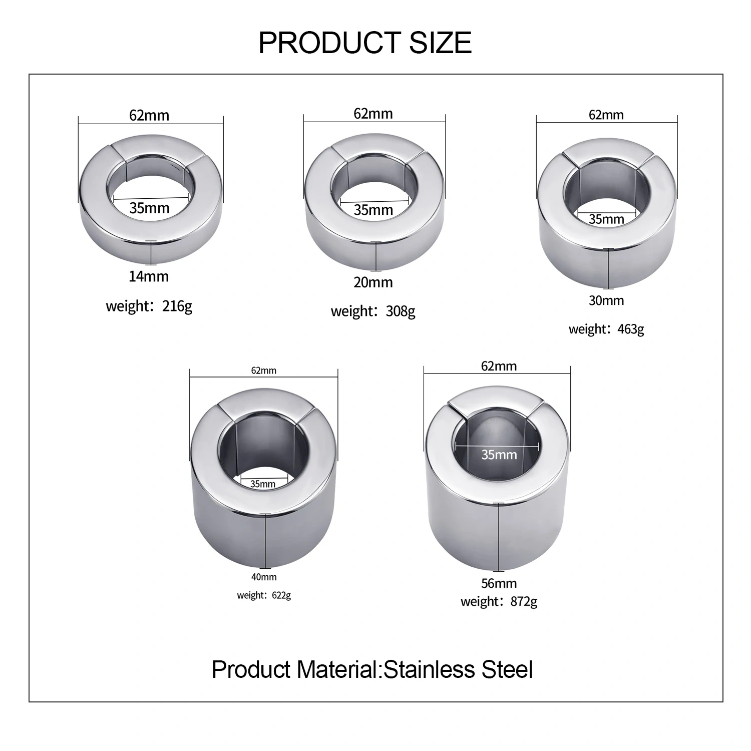 Stainless Steel Cock Ring Men's Sex Toys for Delay Ejaculation Penis Ball Stretcher & Juguetes Sexuales